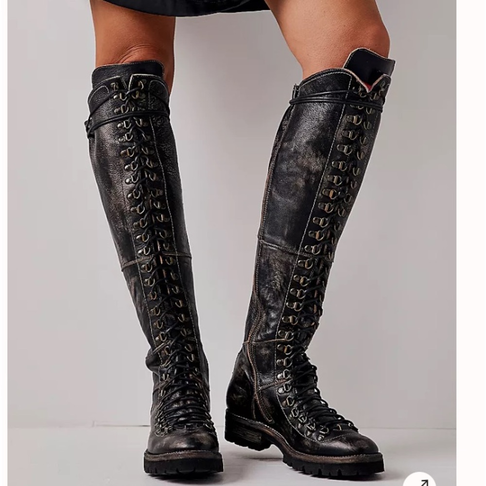 NWOT Free People Bed Stu Victory Tall Lace Up Combat Boots sz 9 Black